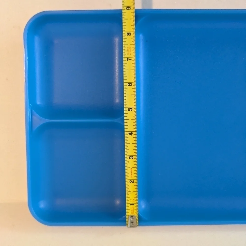 2 STACKABLE VINTAGE TUPPERWARE TV DINNER TRAYS PICNIC LUNCH BENTO, blue